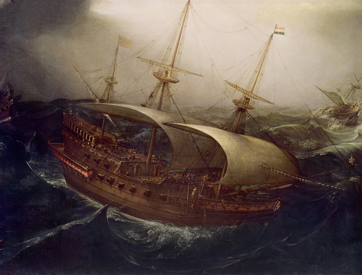 Nederlandsk slagskip i en storm (detalj) av Hendrick Cornelisz. Vroom