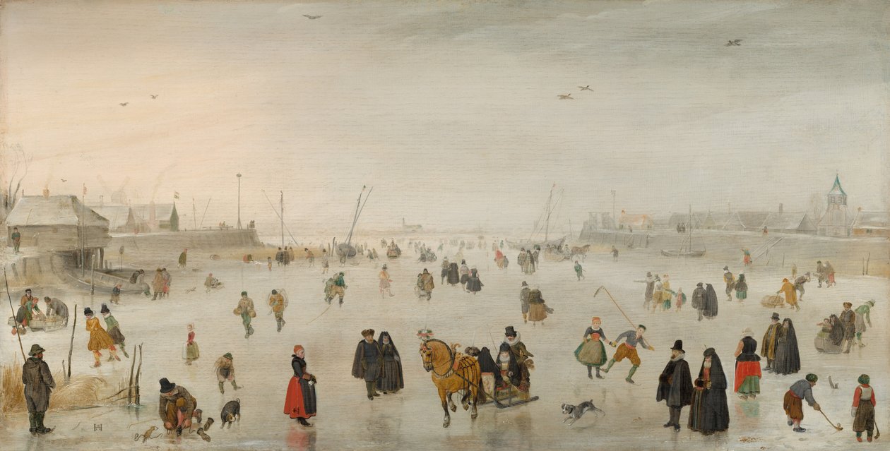 En scene på isen, ca. 1625. av Hendrick Avercamp
