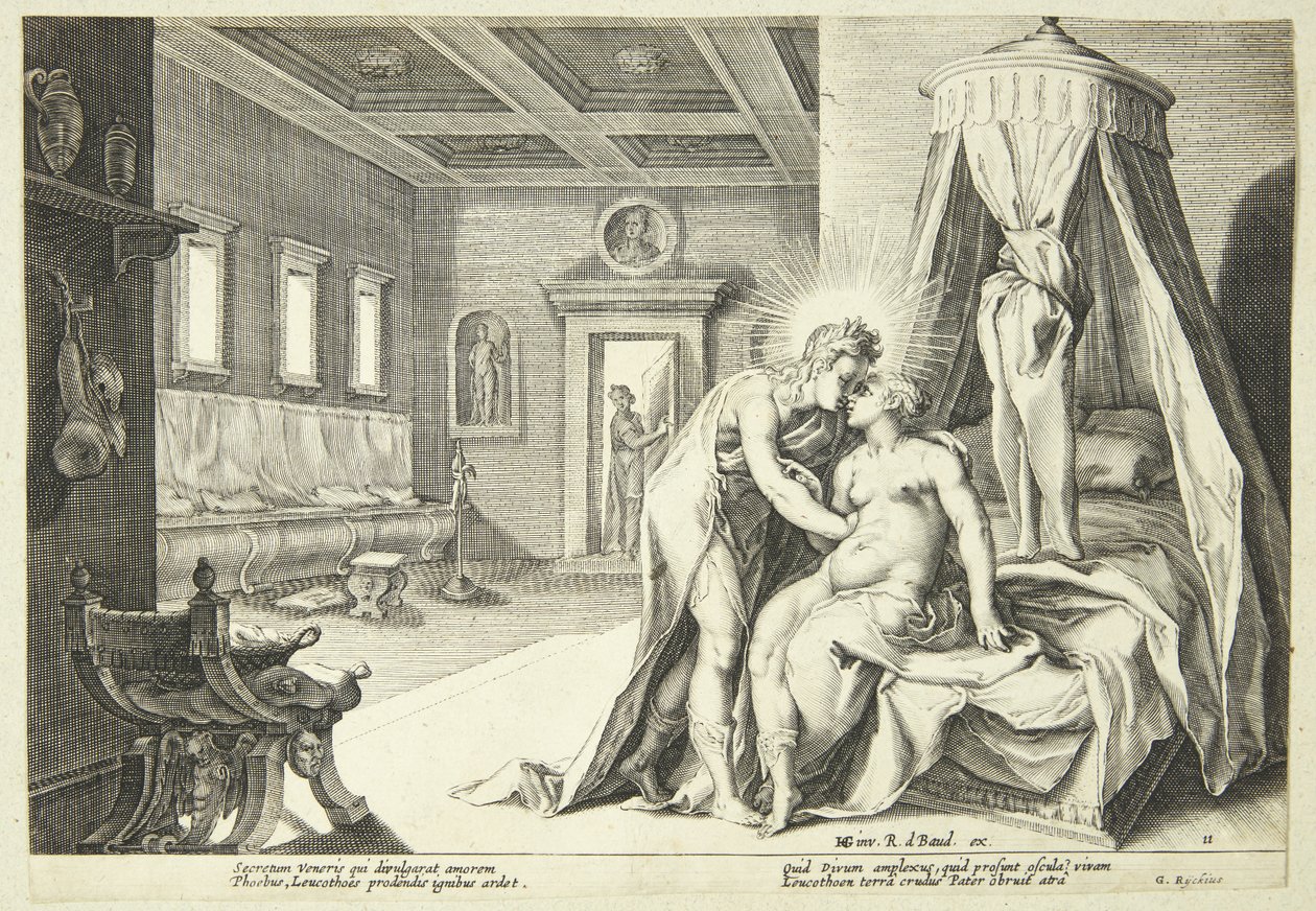 Apollo misbruker Leucothoe av Hendrick Goltzius