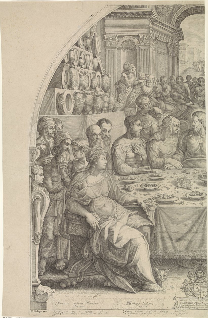 Bryllup på Cana, side til venstre av Hendrick Goltzius