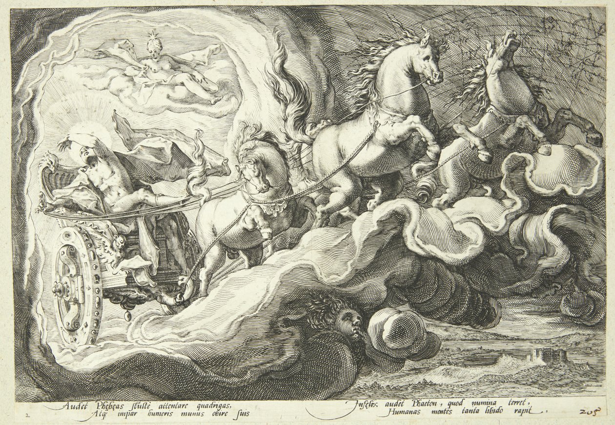 Phaeton kjører solvognen av Hendrick Goltzius