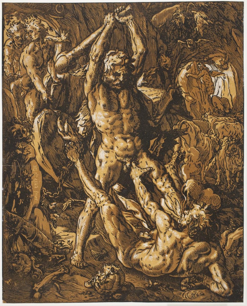 Hercules dreper Cacus av Hendrick Goltzius