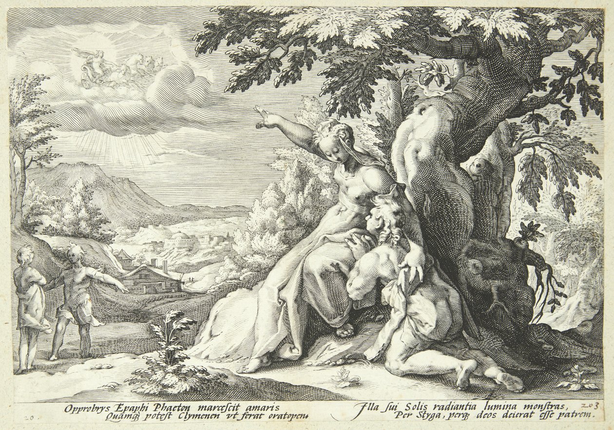 Clymene oppfordrer Phaeton til å finne Helios av Hendrick Goltzius