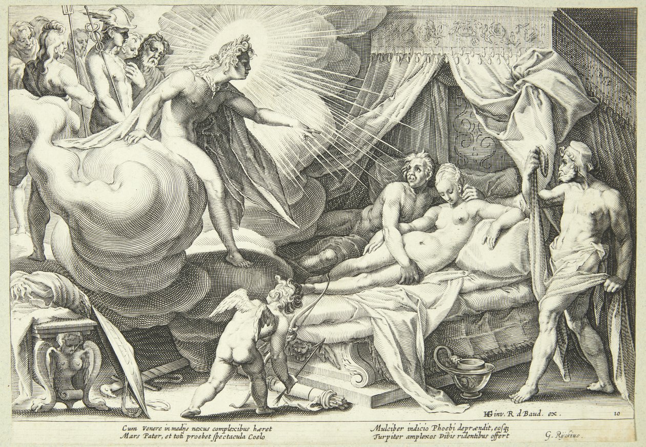 Mars og Venus er overrasket av Hendrick Goltzius