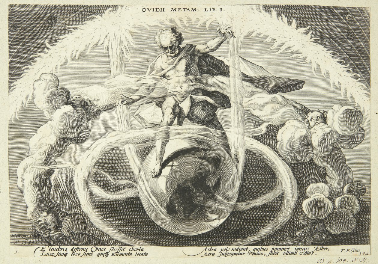 Opprettelsen av de fire elementene av Hendrick Goltzius