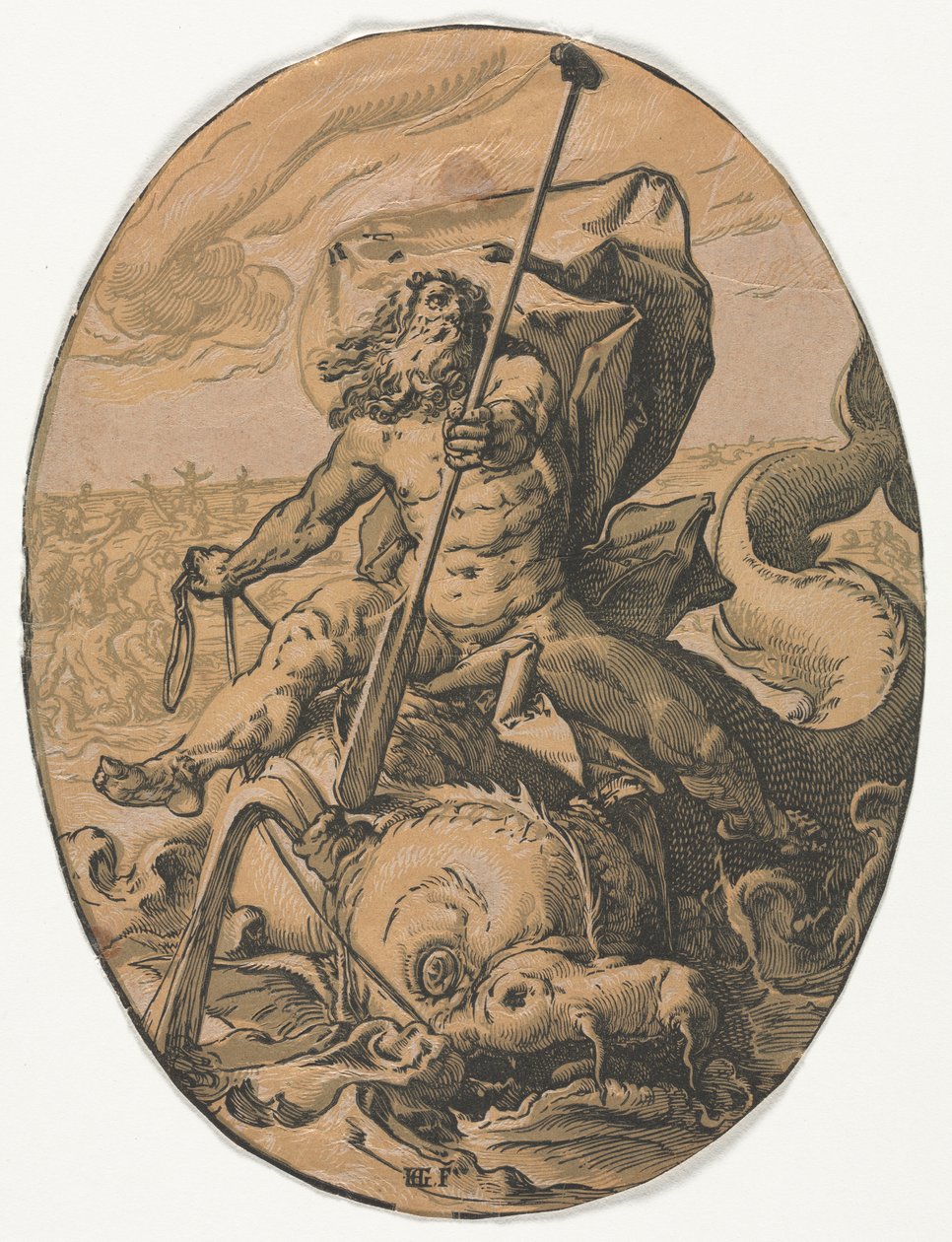 Guddommene: Oceanus av Hendrick Goltzius