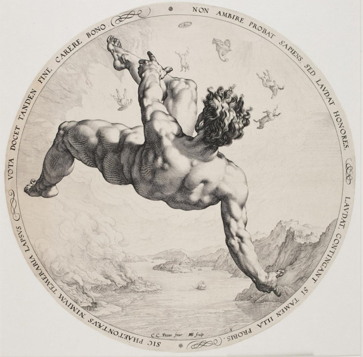The Four Disgracers - Phaeton av Hendrick Goltzius