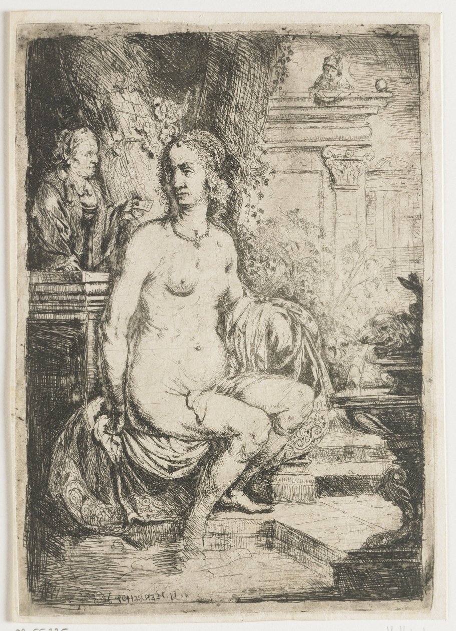 Batseba mottar brevet fra David av Hendrick Heerschop