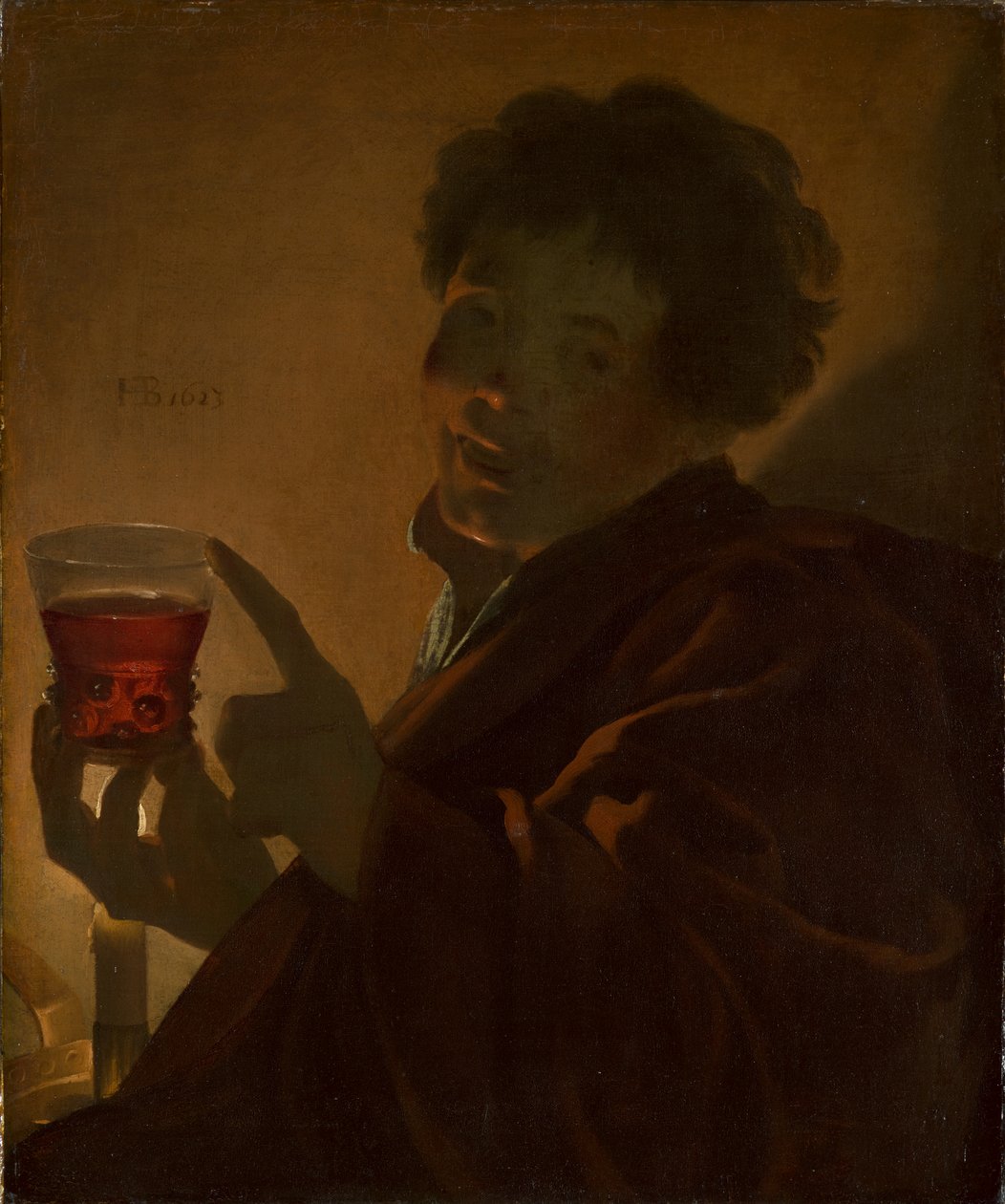 Gutt med et vinglass av Hendrick ter Brugghen