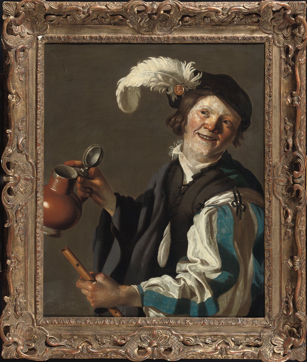 En gutt som holder en fløyte og kanne av Hendrick Jansz Terbrugghen