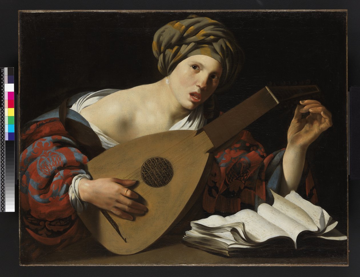 Ung kvinne som stemmer en lutt, ca. 1626-27 av Hendrick ter Brugghen