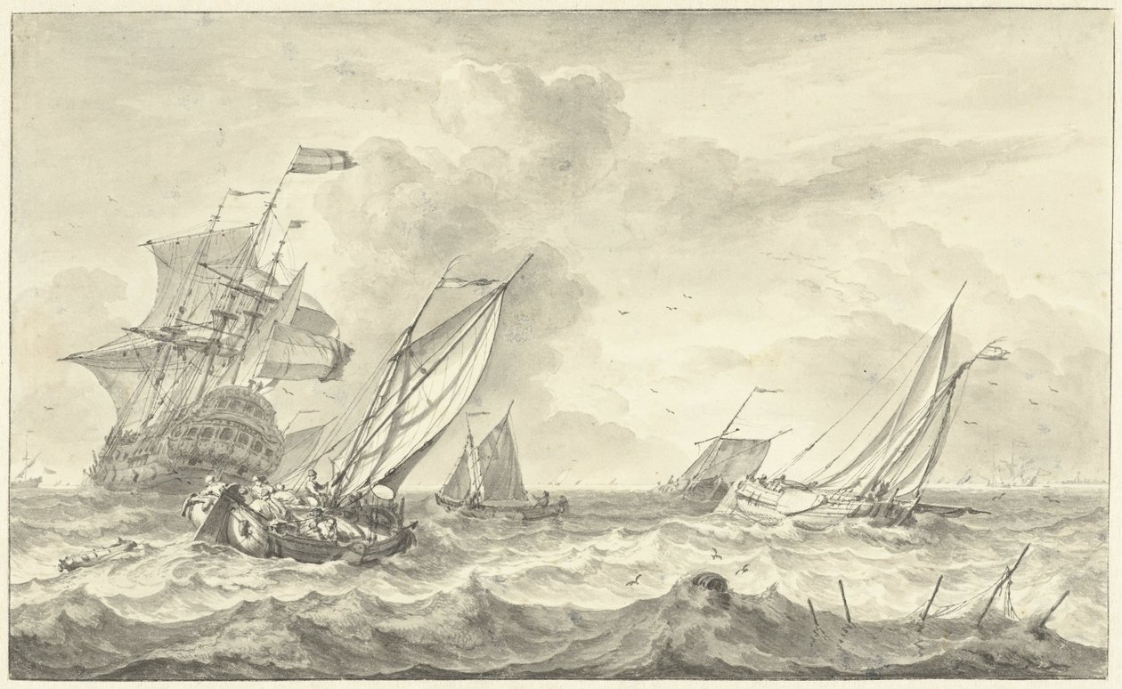 Seascape (tegning) av Hendrik Rietschoof