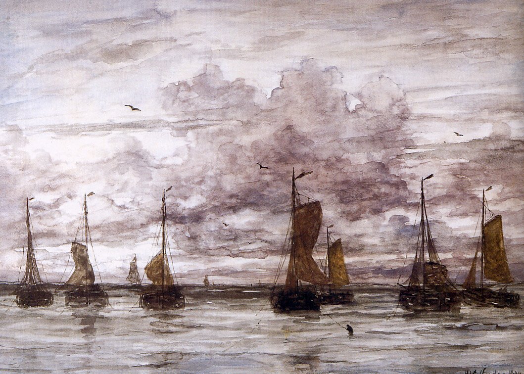 Skip på anker av Hendrik Willem Mesdag