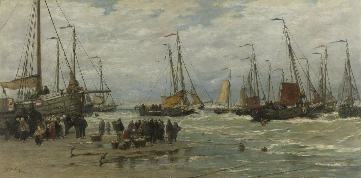 Fishing Pinks in Breaking Waves, ca. 1875-85 av Hendrik Willem Mesdag