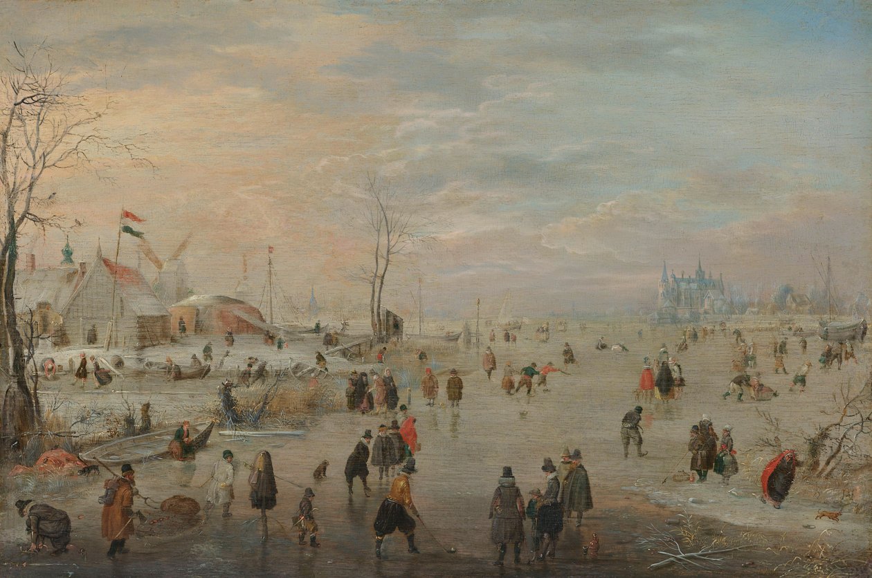 Nyter isen, ca. 1615-20 av Hendrik Avercamp
