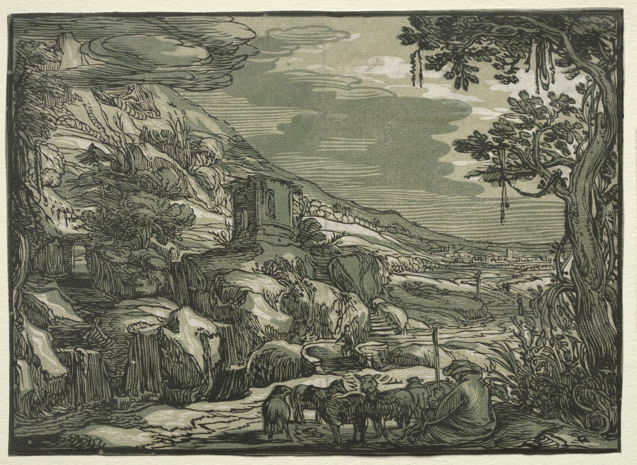 Arkadisk landskap, ca. 1615. av Hendrik Goltzius