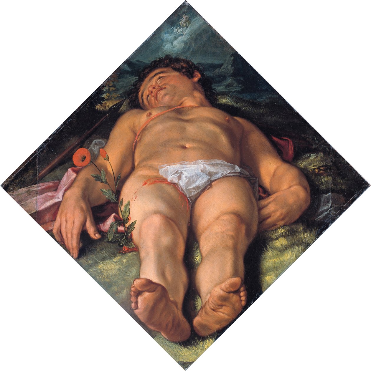 Døende Adonis, 1609 av Hendrik Goltzius