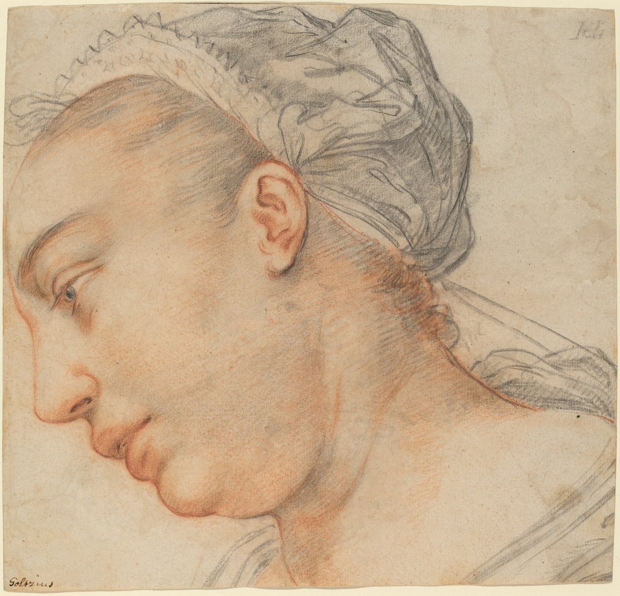 Leder for en ung kvinne av Hendrik Goltzius