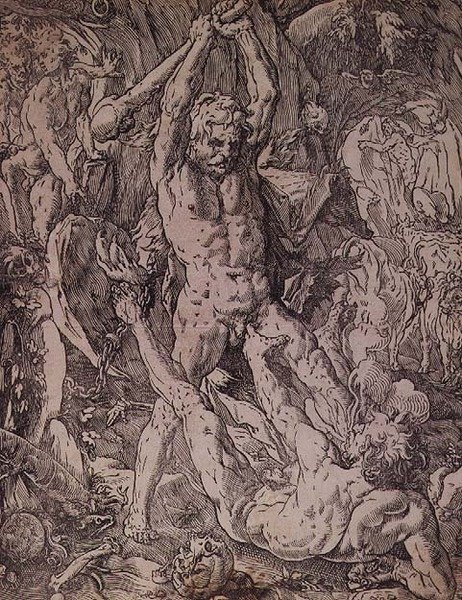 Hercules og Cacus av Hendrik Goltzius