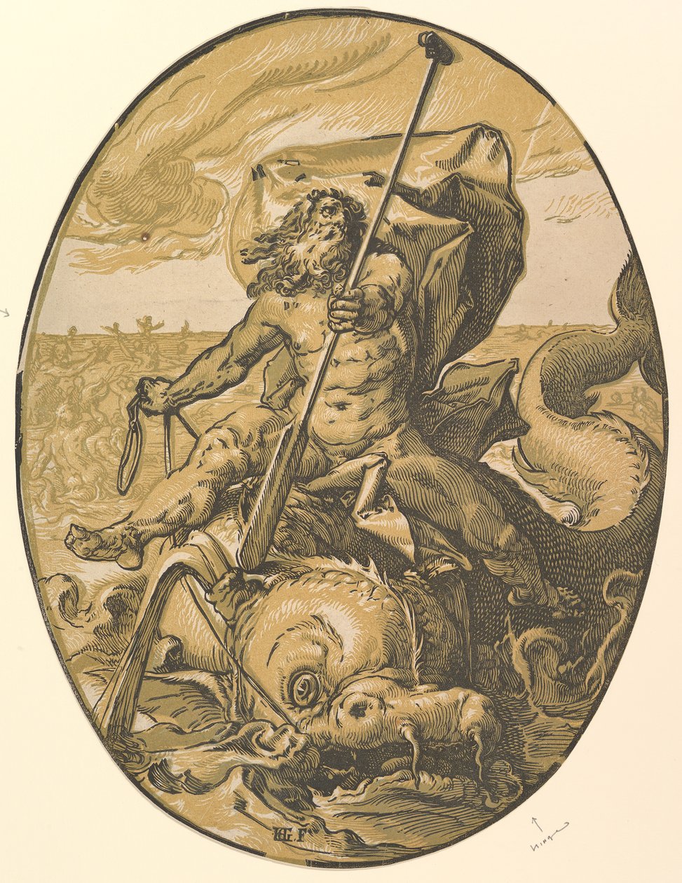Oceanus, ca. 1589-90. av Hendrik Goltzius