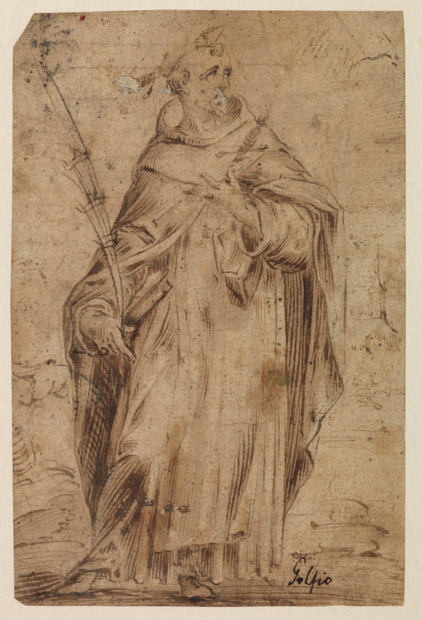 Saint Peter Martyr, recto, muligens 1500-tallet av Hendrik Goltzius