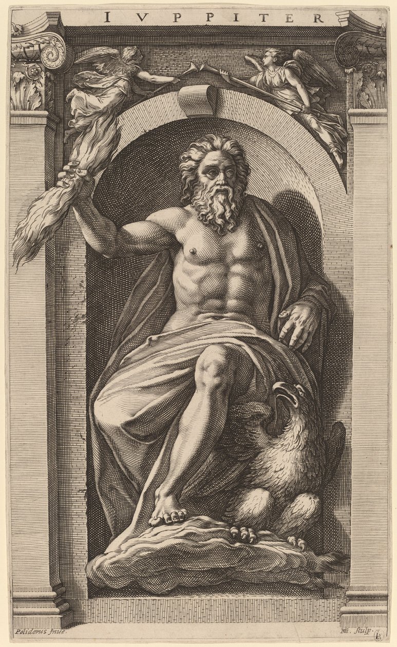 Jupiter av Hendrik Goltzius after Polidoro da Caravaggio