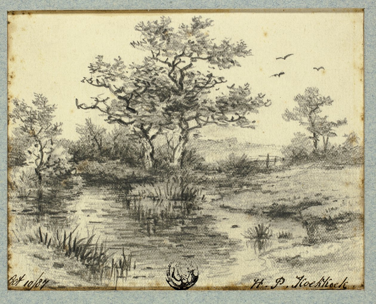 Trær ved tjern av Hendrik Pieter Koekkoek