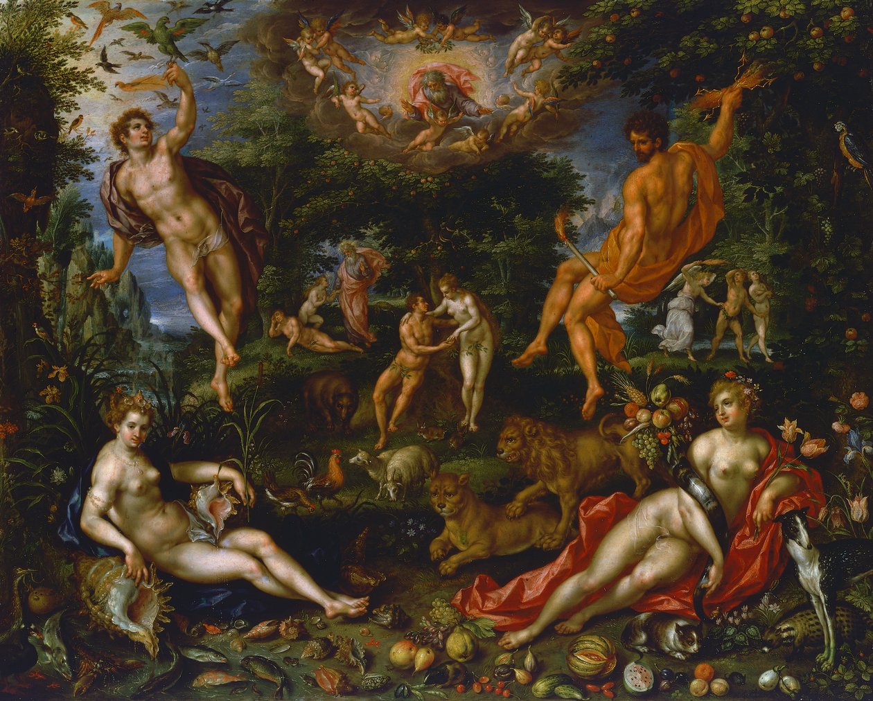 Earthly Paradise, ca. 1607 (olje på lerret) av Hendrik de Fromantiou