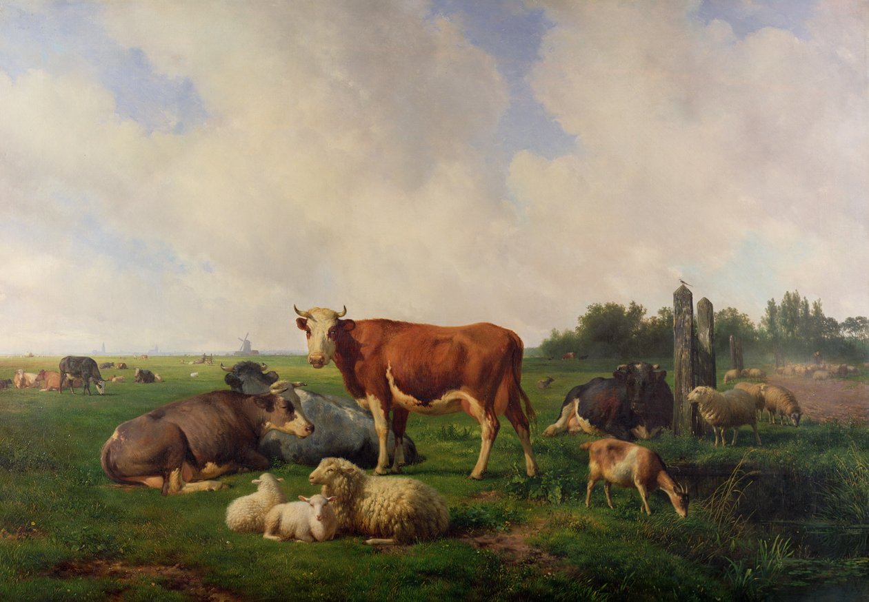 Dyr som beiter i en eng av Hendrikus van de Sende Baachyssun