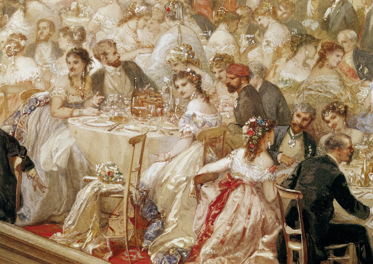 Middag på Tuileriene, 1867 (detalj av 182992) av Henri Baron