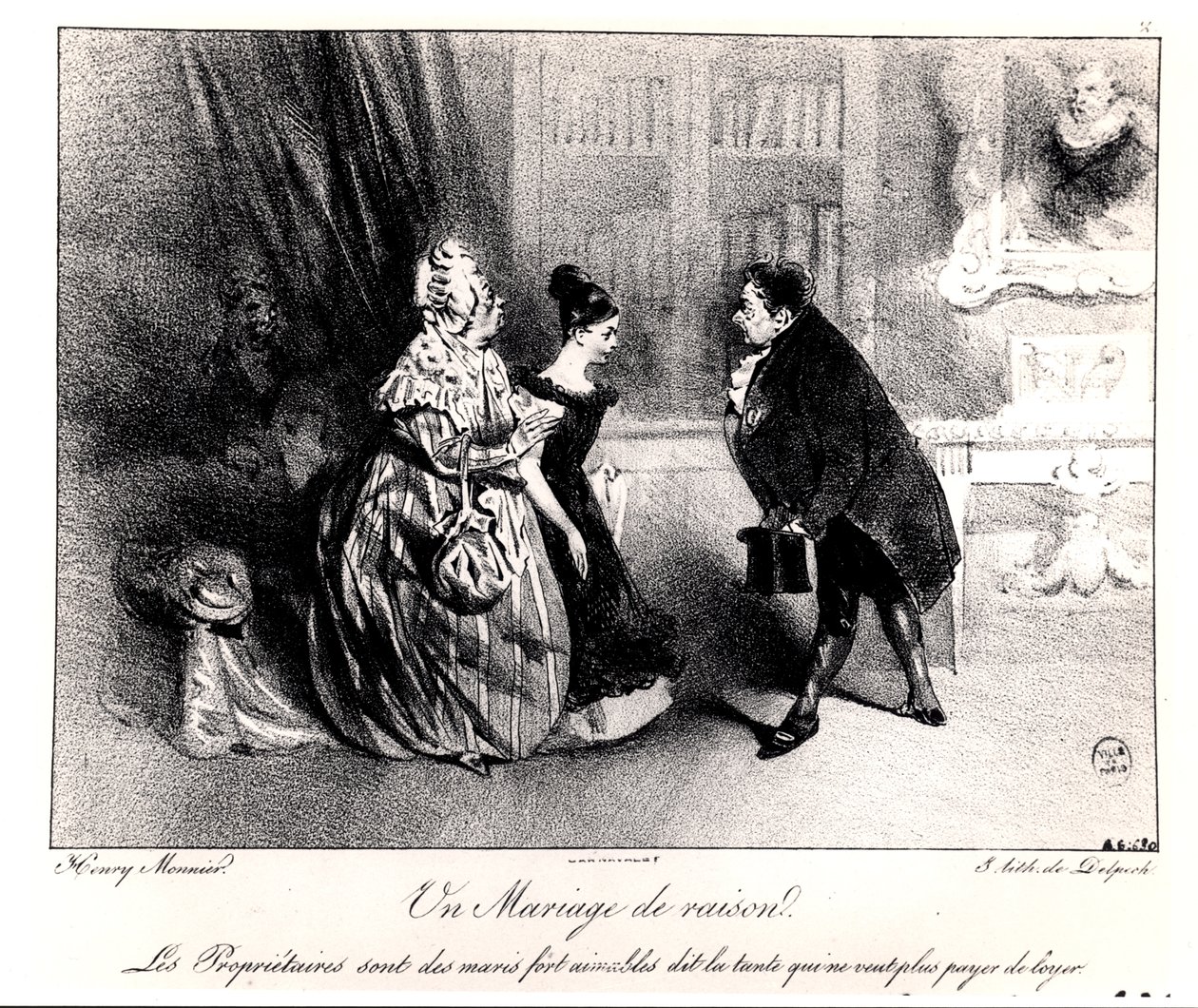 Et fornuftsekteskap, c. 1840 av Henri Bonaventure Monnier