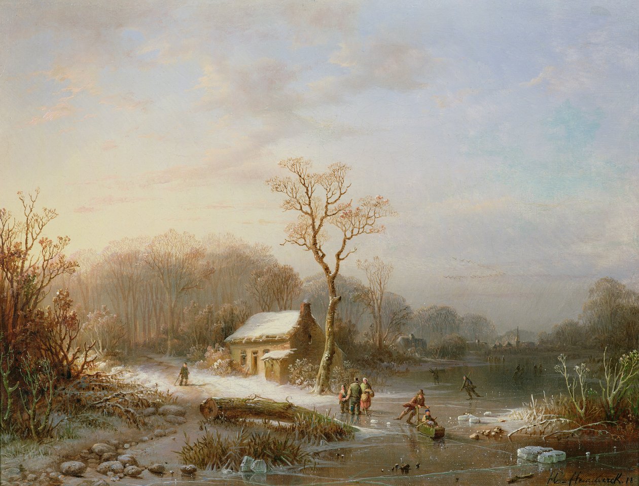 Skøytescene, 1800-tallet av Henri Cleenewerck