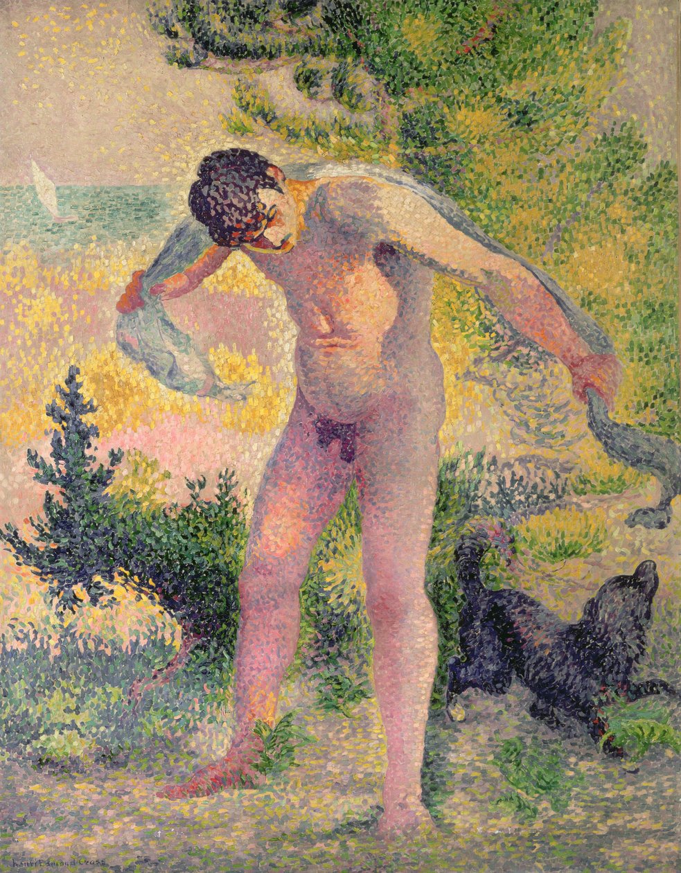 Bader tørker seg i St. Tropez, 1893 av Henri Edmond Cross