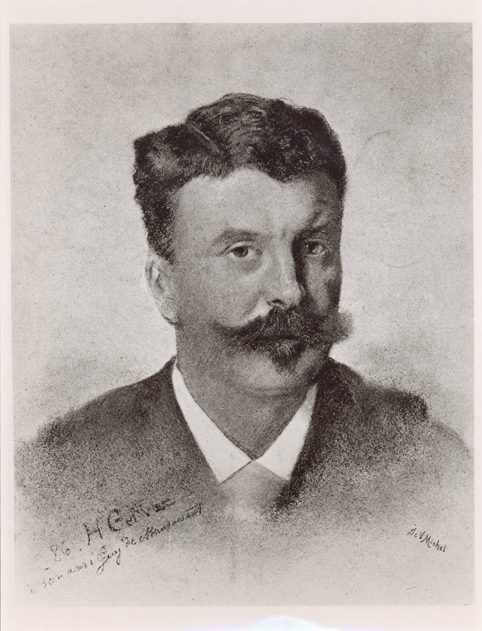 Guy de Maupassant (1850-93), gravert av Victor Augustin Michel (1828-91) av Henri Gervex