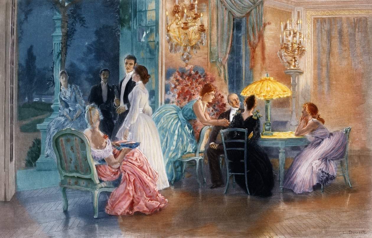 Kveld på slottet, 1890 av Henri Lucien Doucet