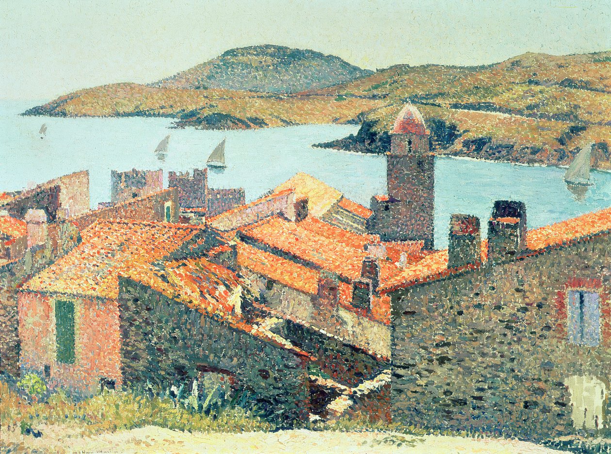 Røde tak på Collioure av Henri Martin