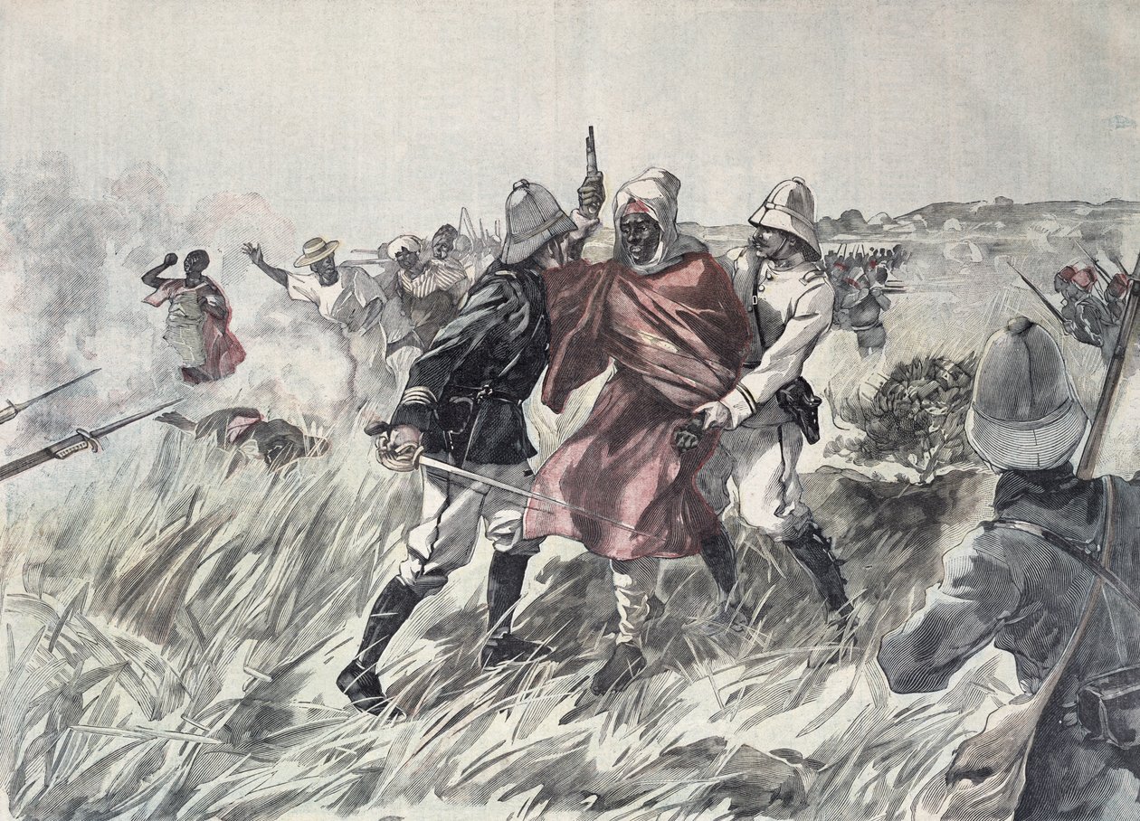 Fangsten av Toure Samory (ca. 1835-1900) av løytnant Jacquin nær Guelemou i 1898, fra 'Le Petit Journal', 30. oktober 1898 av Henri Meyer