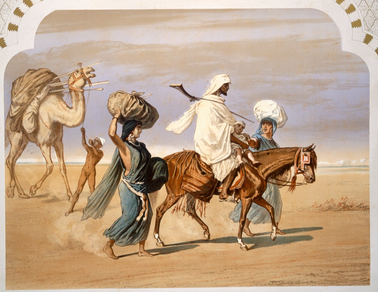 Beduinfamilie reiser over ørkenen, 1860 av Henri de Montaut
