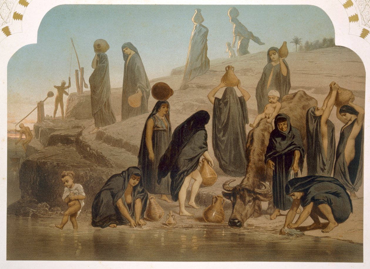 Kvinner som bringer vann fra Nilen, 1860 av Henri de Montaut