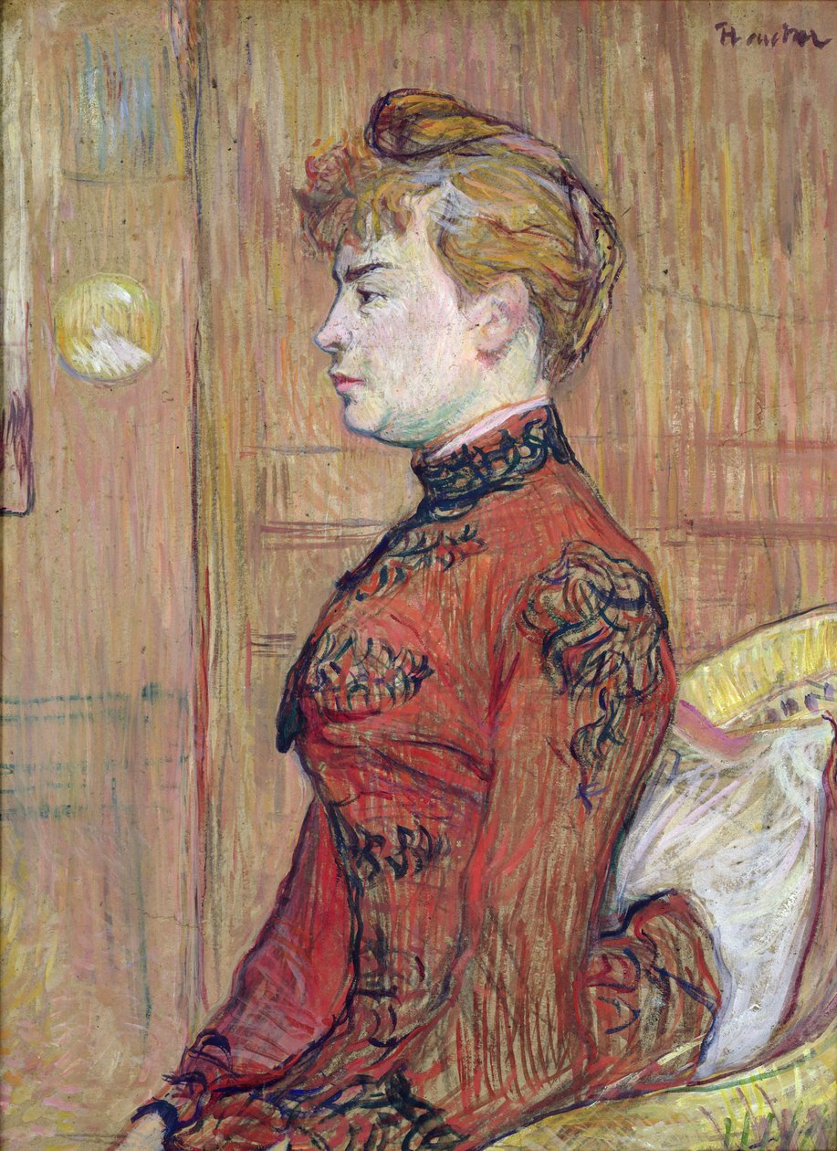 Portrettstudie av en kvinne i profil, 1890 (pastell og gouache på papp) av Henri de Toulouse Lautrec