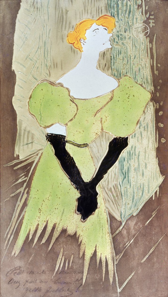 Yvette Guilbert, Music-Hall Singer, 1895 (olje på emalje) av Henri de Toulouse Lautrec
