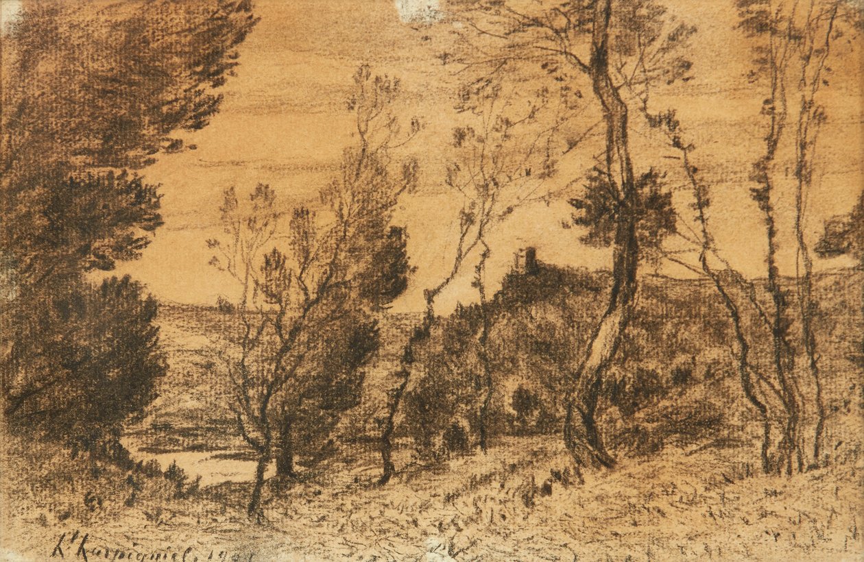La Futaie (kull) av Henri Joseph Harpignies