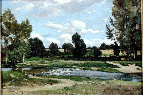 The River (olje på lerret) av Henri Joseph Harpignies