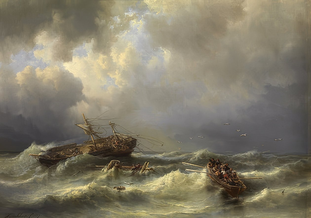 Skipsvrak. 1857 av Henri Adolphe Schaep