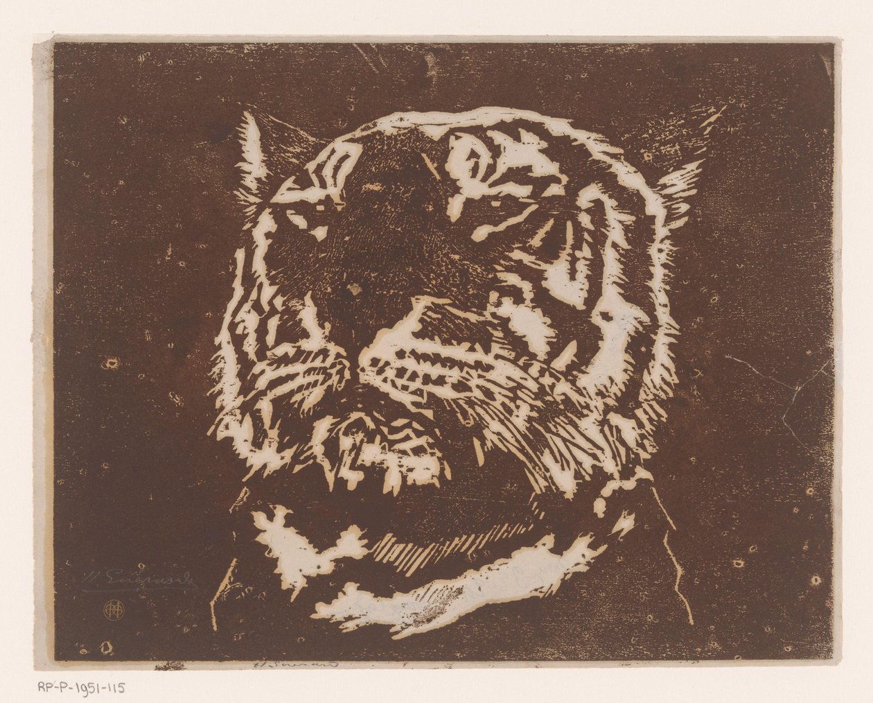 Tiger av Henri Charles Guérard (signed by artist)