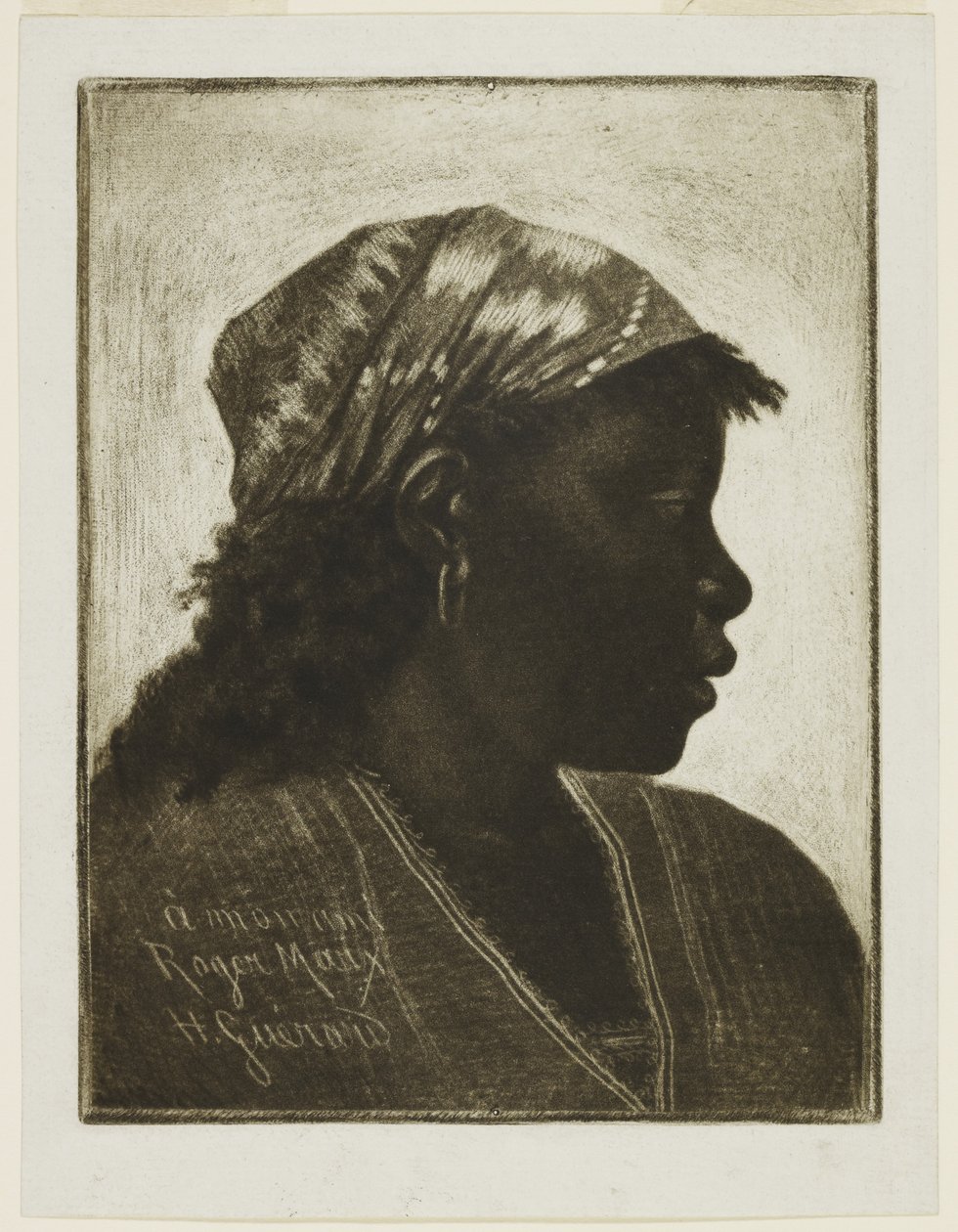 Head of Negress, ca. 1888 (mezzotint) av Henri Charles Guérard