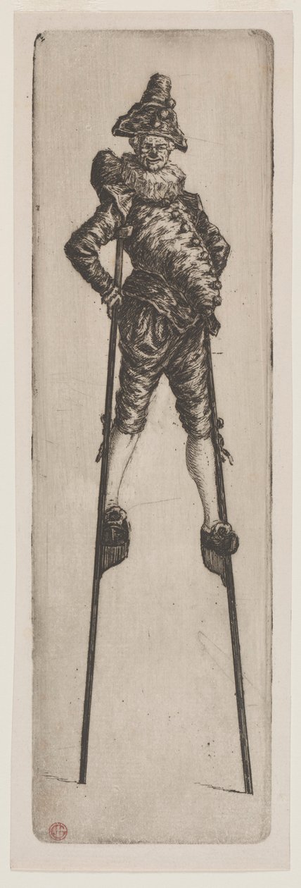 Punchinello på stylter, ca. 1888. av Henri Charles Guérard