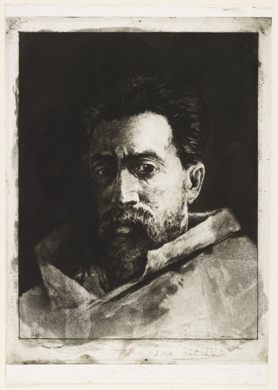 Selvportrett, ca. 1888 (etsing og tørrpunkt) av Henri Charles Guérard