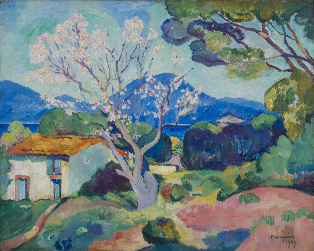Det blomstrende mandeltreet, 1907. av Henri Charles Manguin