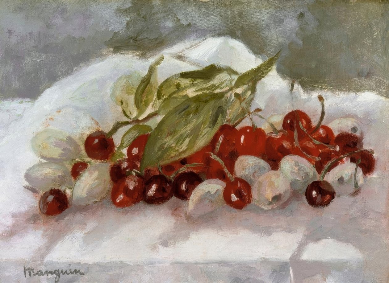 Stilleben: Kirsebær og ananas av Henri Charles Manguin